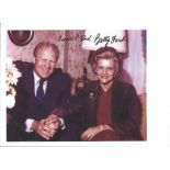 Betty Ford signed White House card with colour printed photo of her with Gerald Ford. Has 1975