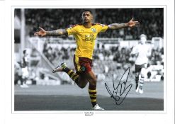 Andre Gray Burnley Signed 16 x 12 inch football photo. Supplied from stock of www.sportsignings.co.