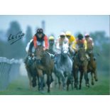 Lester Piggott Signed 16 x 12 inch horse racing photo. Supplied from stock of www.sportsignings.co.