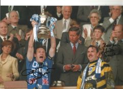 Dave Watson and Neville Southall Everton Signed 12 x 8 inch football photo. Supplied from stock of