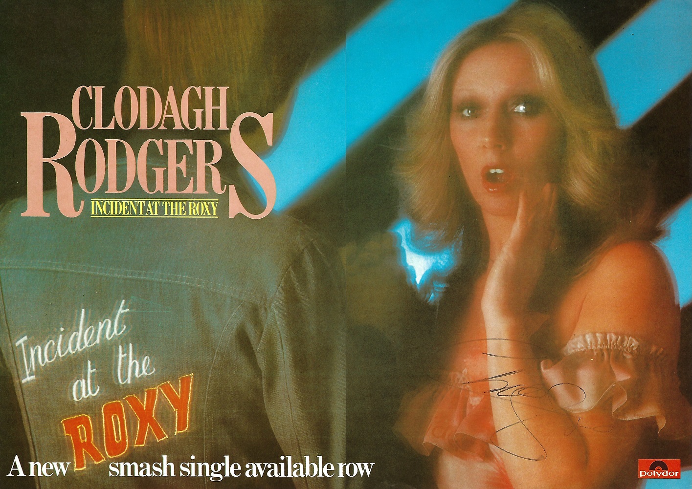 Clodagh Rogers Signed promo poster colour 16.5 x 11.5 inch. From Incident at the Roxy single