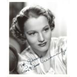 Constance Cummings Signed photo black and white 10 x 8 inch. Dedicated To Gerald. Condition report