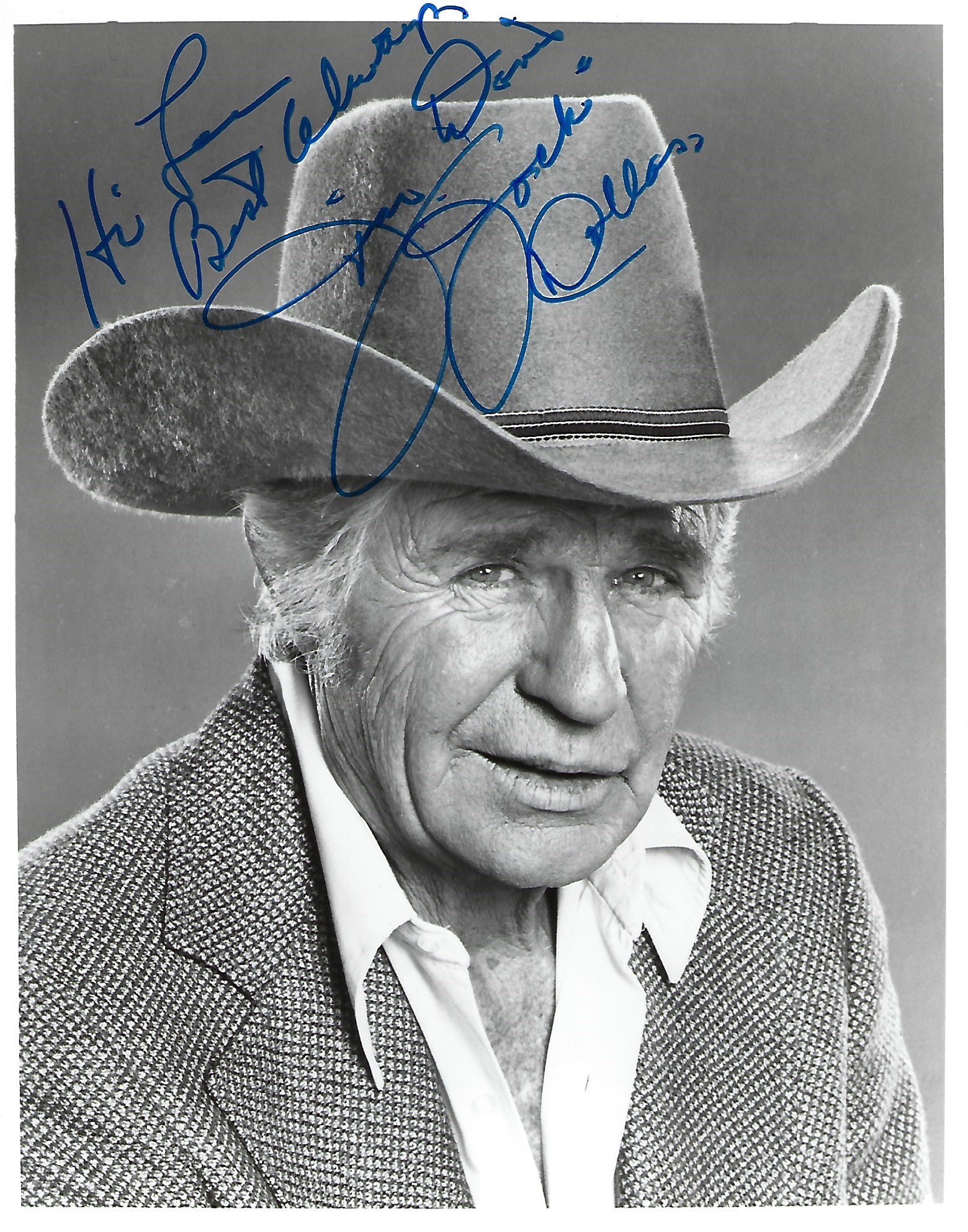 Jim Davis Signed photo black and white 10 x 8 inch Jock Ewing in the CBS prime-time soap opera,