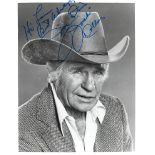 Jim Davis Signed photo black and white 10 x 8 inch Jock Ewing in the CBS prime-time soap opera,
