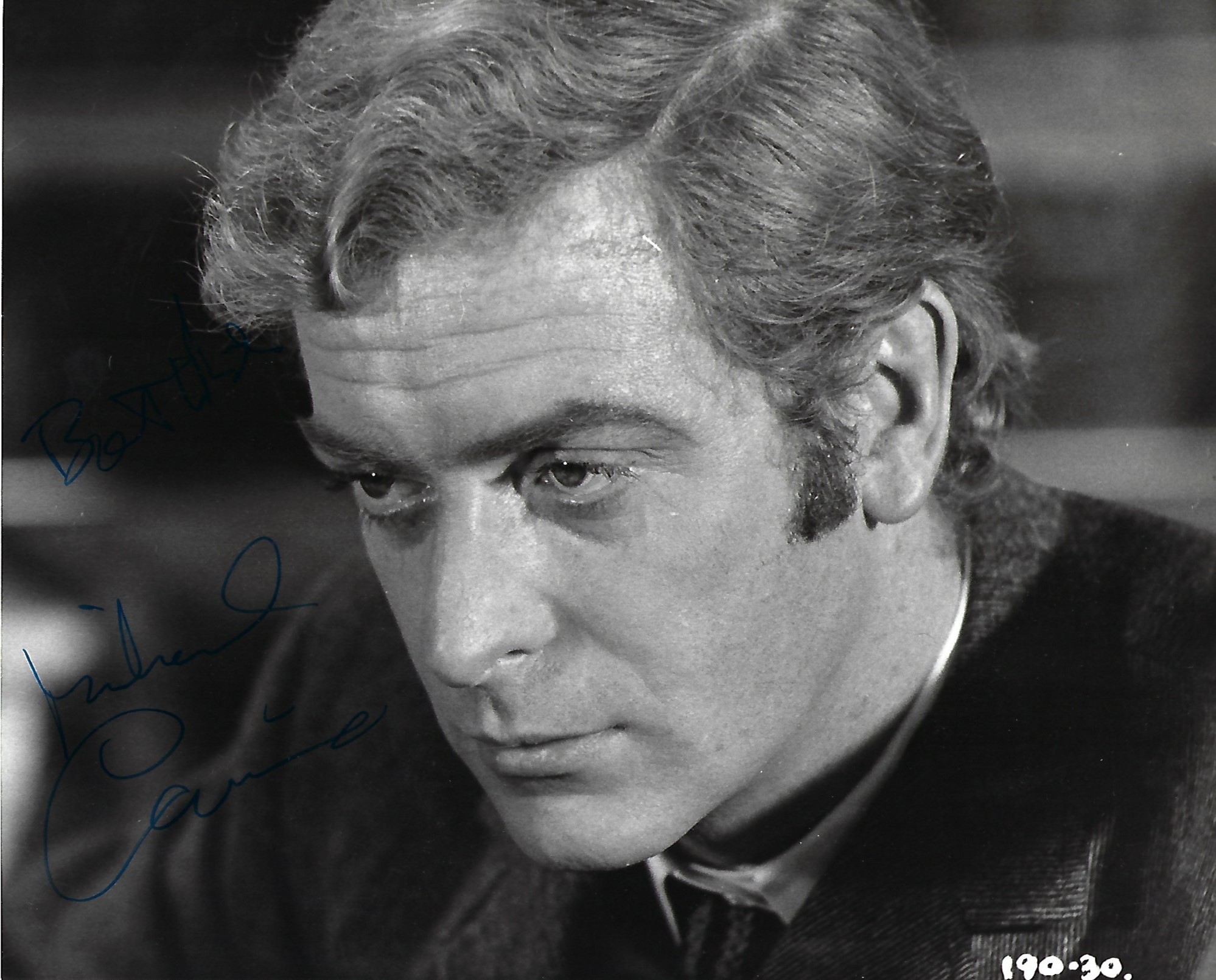 Michael Caine Signed photo black and white 10 x 8 inch. Inscribed Best wishes. Condition report