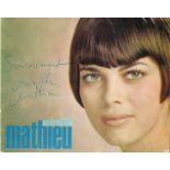 Mireille Mathieu Signed promo card black and white 6.25 x 5 inch Disques Barclay promo card.