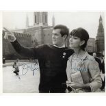 Tony Curtis & Christine Kaufman Signed photo black and white 10 x 8 inch. Condition report out of