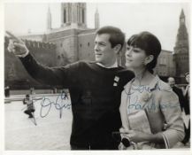 Tony Curtis & Christine Kaufman Signed photo black and white 10 x 8 inch. Condition report out of