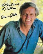 Alan Alda Signed photo colour 10 x 8 inch. Dedicated To the Voice of Witham!. Condition report out