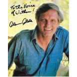 Alan Alda Signed photo colour 10 x 8 inch. Dedicated To the Voice of Witham!. Condition report out