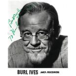 Burl Ives Signed promo photo black and white 10 x 8 inch. From MCA Records promo. Dedicated To