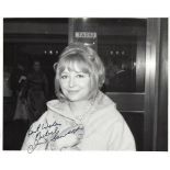 Judy Cornwell Signed photo black and white 6 x 3.5 inch. Dedicated Michael. Inscribed Good luck +