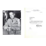 General Mark W Clark Signed 10 x 8 inch black and white photo with signed typed letter on Citadel