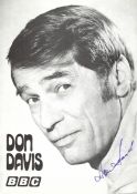Don Davis [UK presenter] Signed promo poster black and white 11 x 8 inch. From BBC poster. Condition