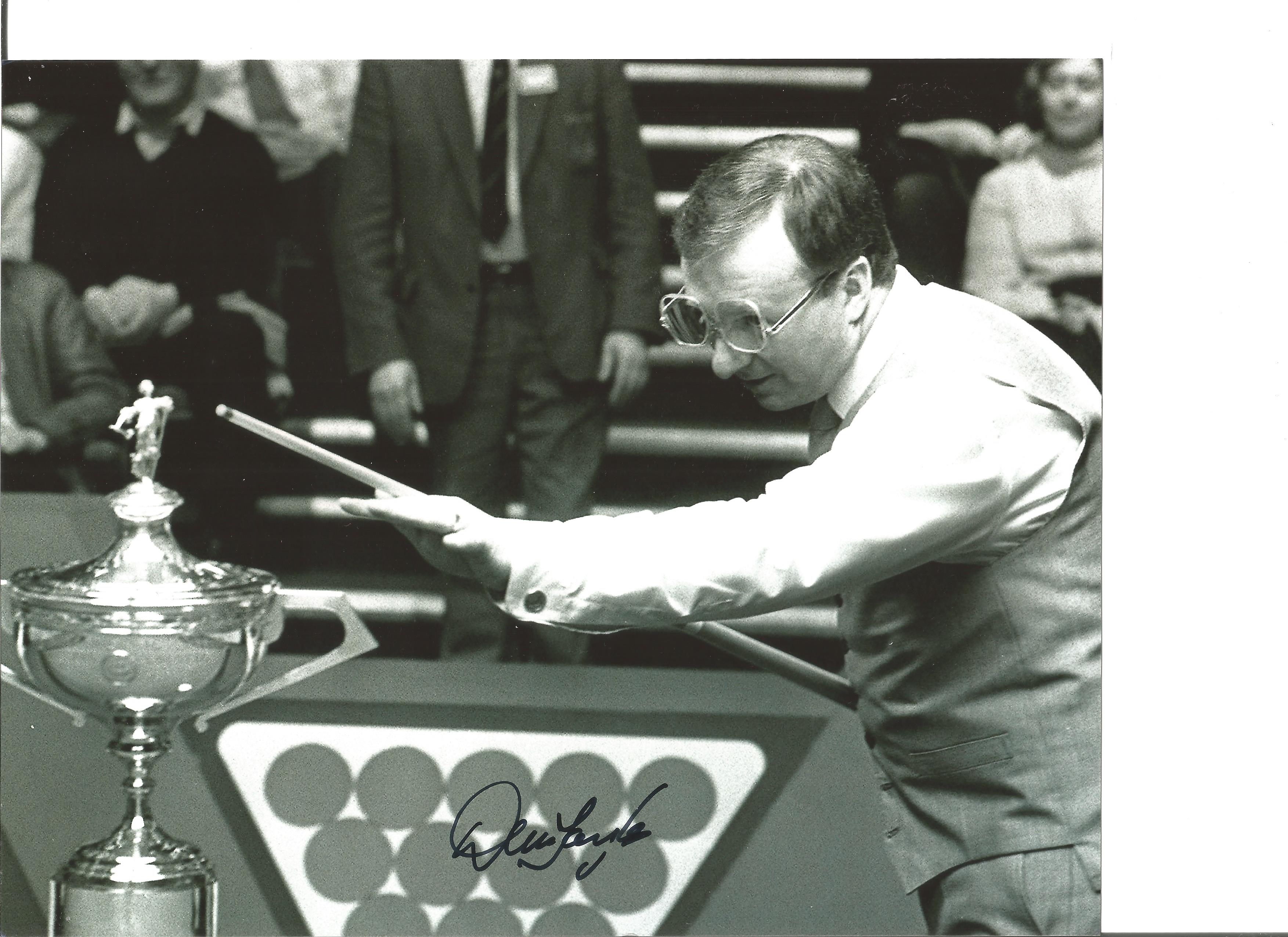 Snooker Dennis Taylor 10x8 Signed B/W Photo Pictured In Action At The World Championship. Good