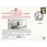 WW2 Midget Sub veteran Lt Cdr Honour DSC X23 signed 1990 Operation Gambit Navy cover. Good