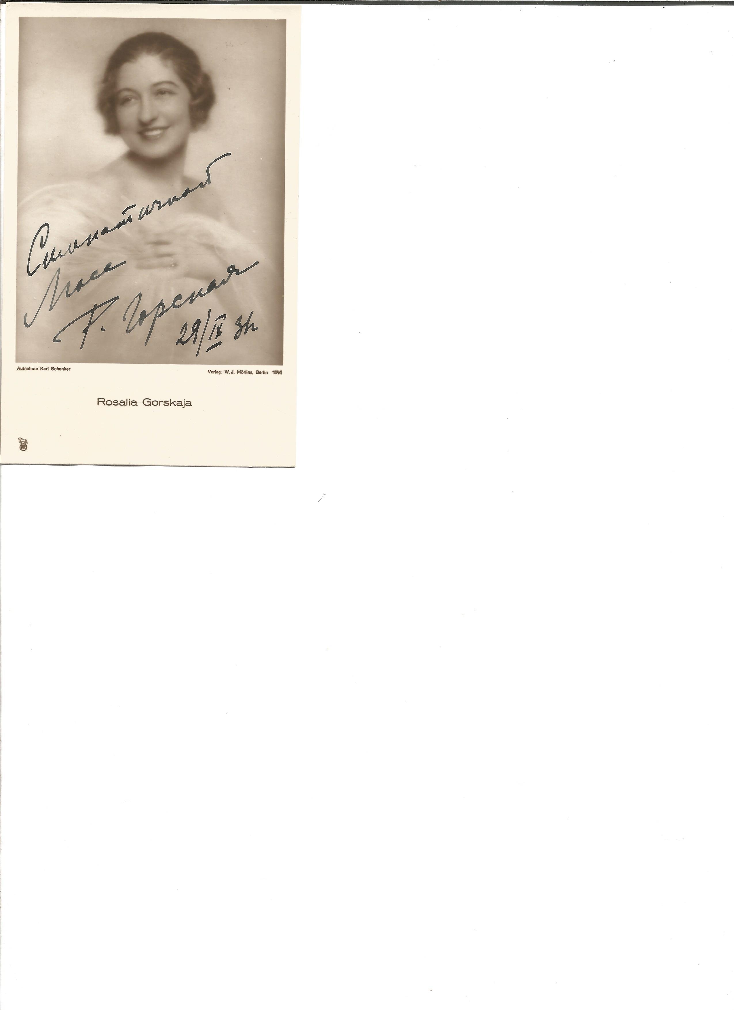 Rosalia Gorskaya signed 6x4 vintage photo. Opera singer. Good Condition. All autographed items are