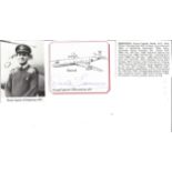 Grp Capt D Emmerson AFC signed 3 x 3 picture of his Nimrod plane, clipped from larger DM Medal cover