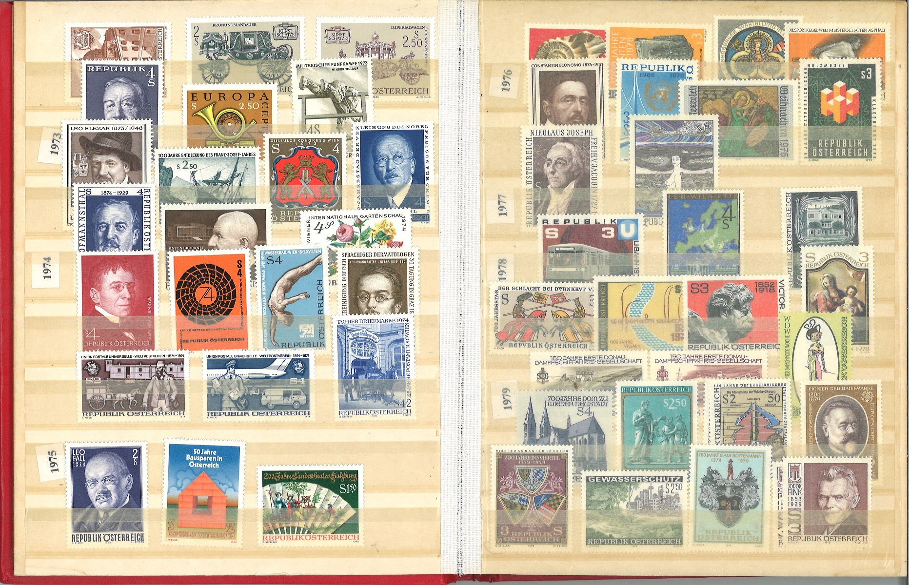 Austria stamp collection in red stock book. 250+ stamps. Mostly unmounted mint. 1953/1991. High - Image 3 of 5