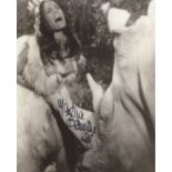 MARTINE BESWICK signed horror movie 8x10 photo from the film Prehistoric Women. Good Condition.