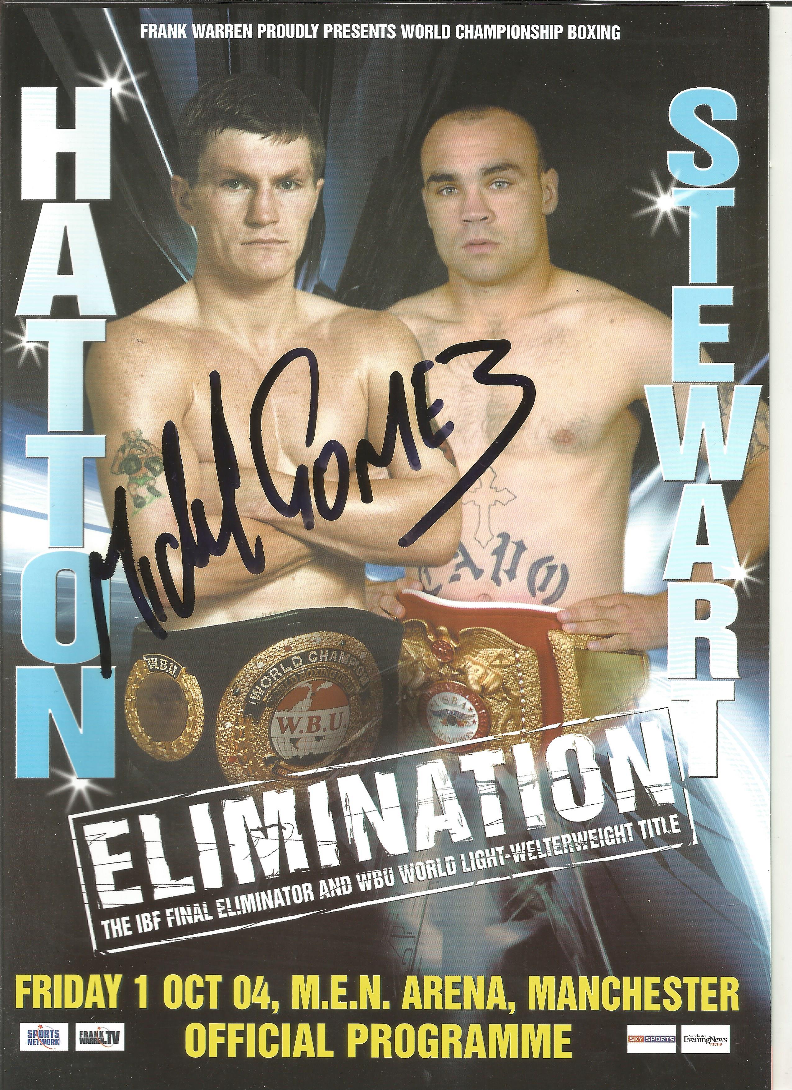 Michael Gomez signed fight programme. Signed on front cover. Sport autograph. Good Condition. All