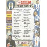 Neil Warnock signed team sheet. Good Condition. All autographed items are genuine hand signed and