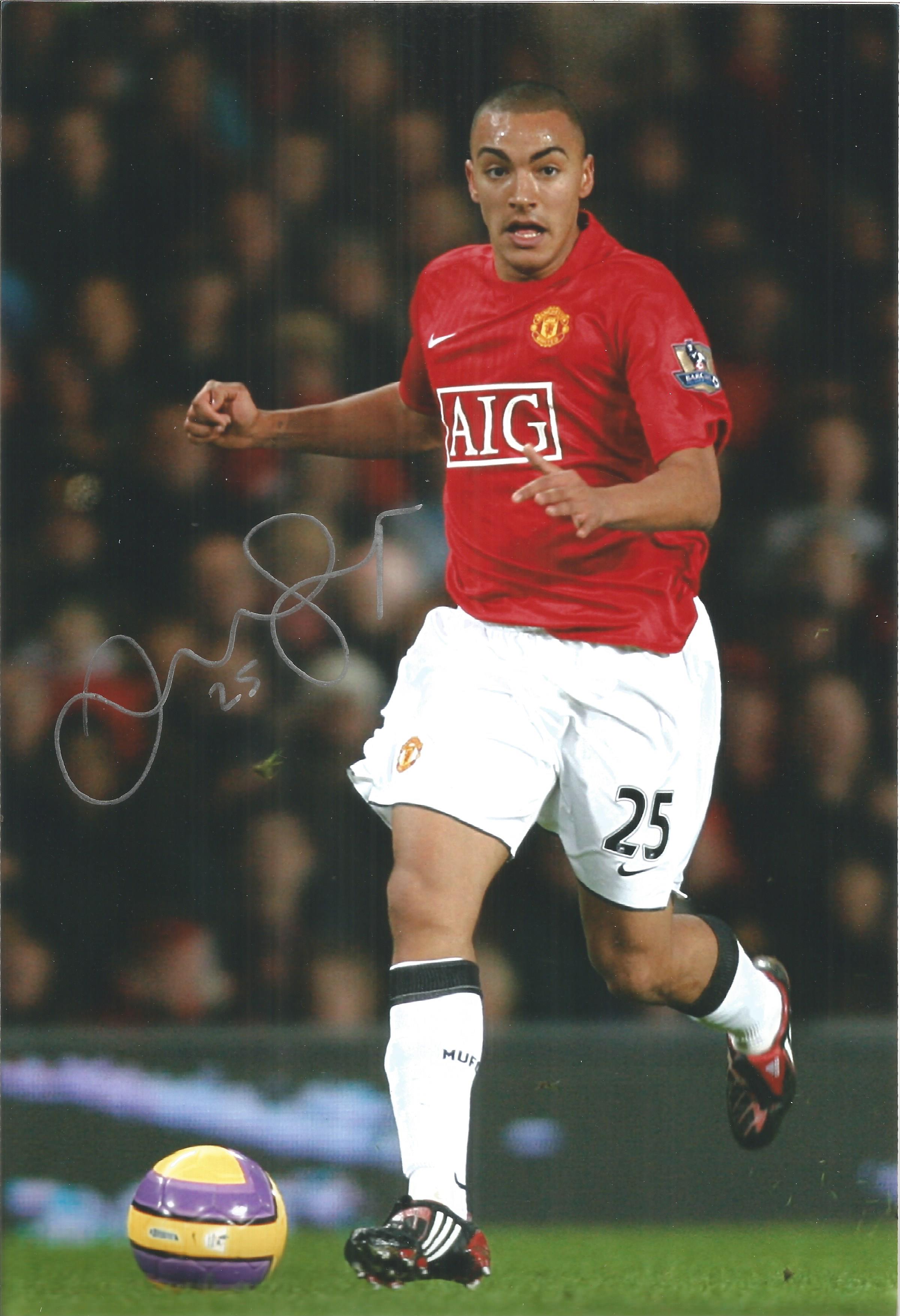 Football Danny Simpson 10x8 signed colour photo pictured in action for Manchester United. Good