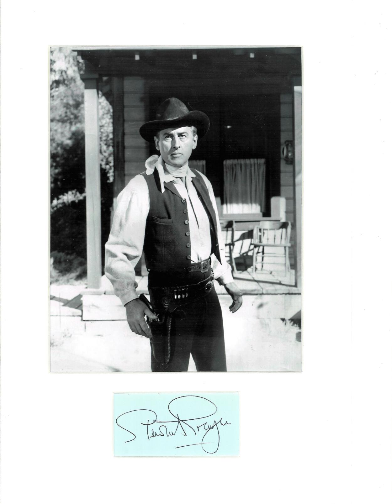 Stewart Granger signature piece mounted below b/w Western movie photo. He was a popular leading