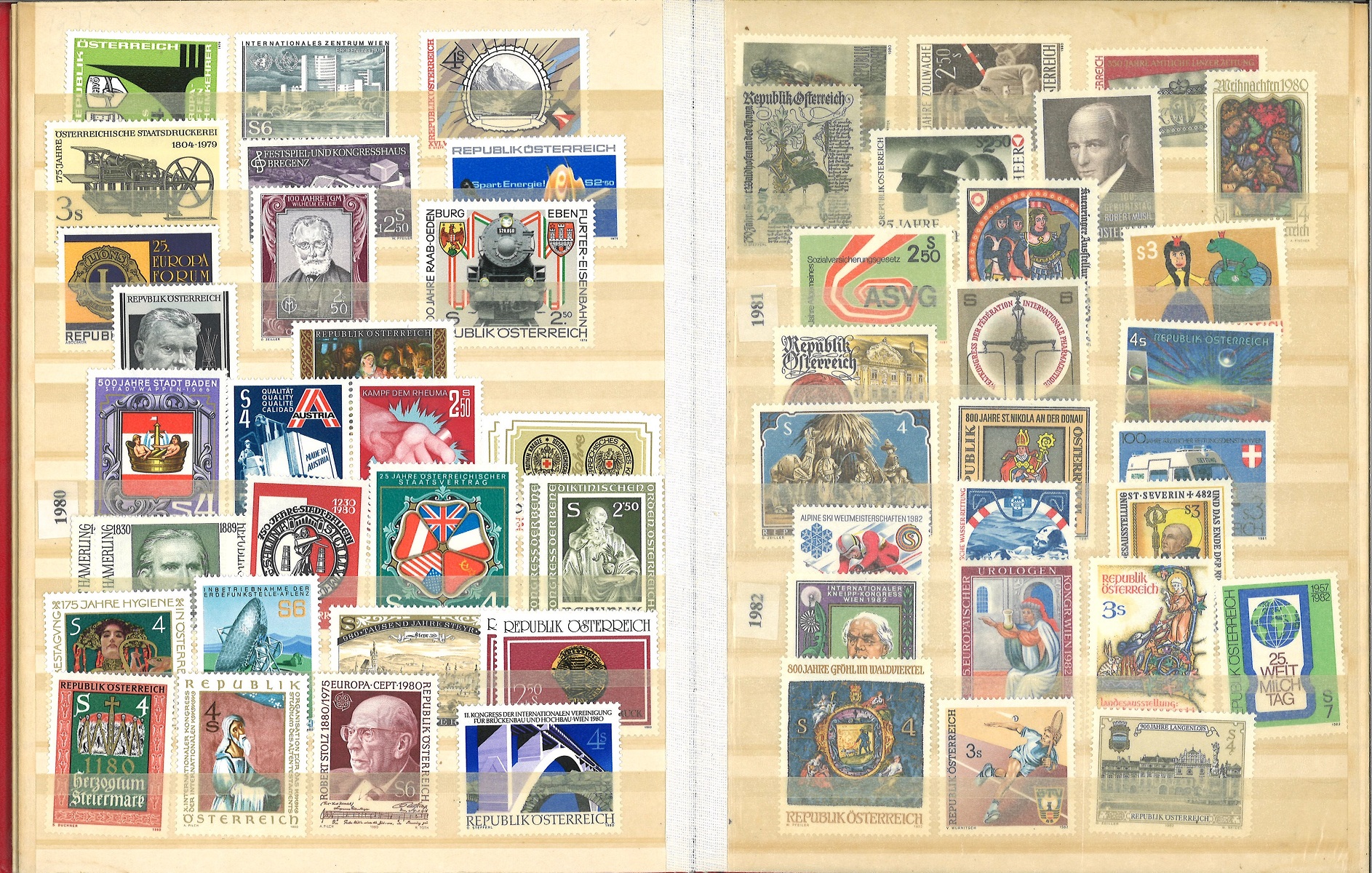 Austria stamp collection in red stock book. 250+ stamps. Mostly unmounted mint. 1953/1991. High - Image 4 of 5