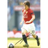 Football Park Ji-sung 10x8 signed colour photo pictured in action for Manchester United. Good