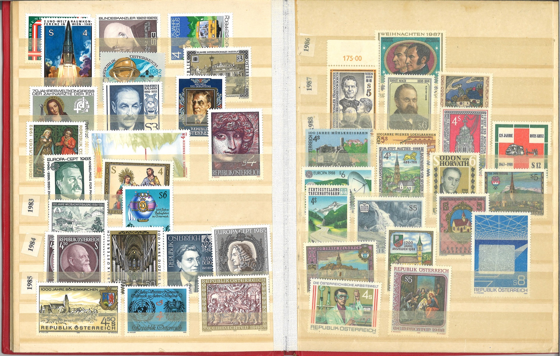 Austria stamp collection in red stock book. 250+ stamps. Mostly unmounted mint. 1953/1991. High - Image 5 of 5