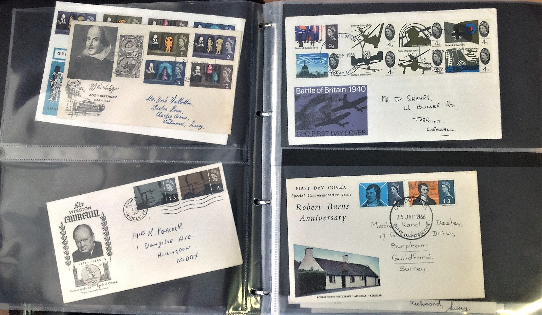 GB FDC cover collection 90+ covers, Range of dates going back to the 1960s, Includes Battle of