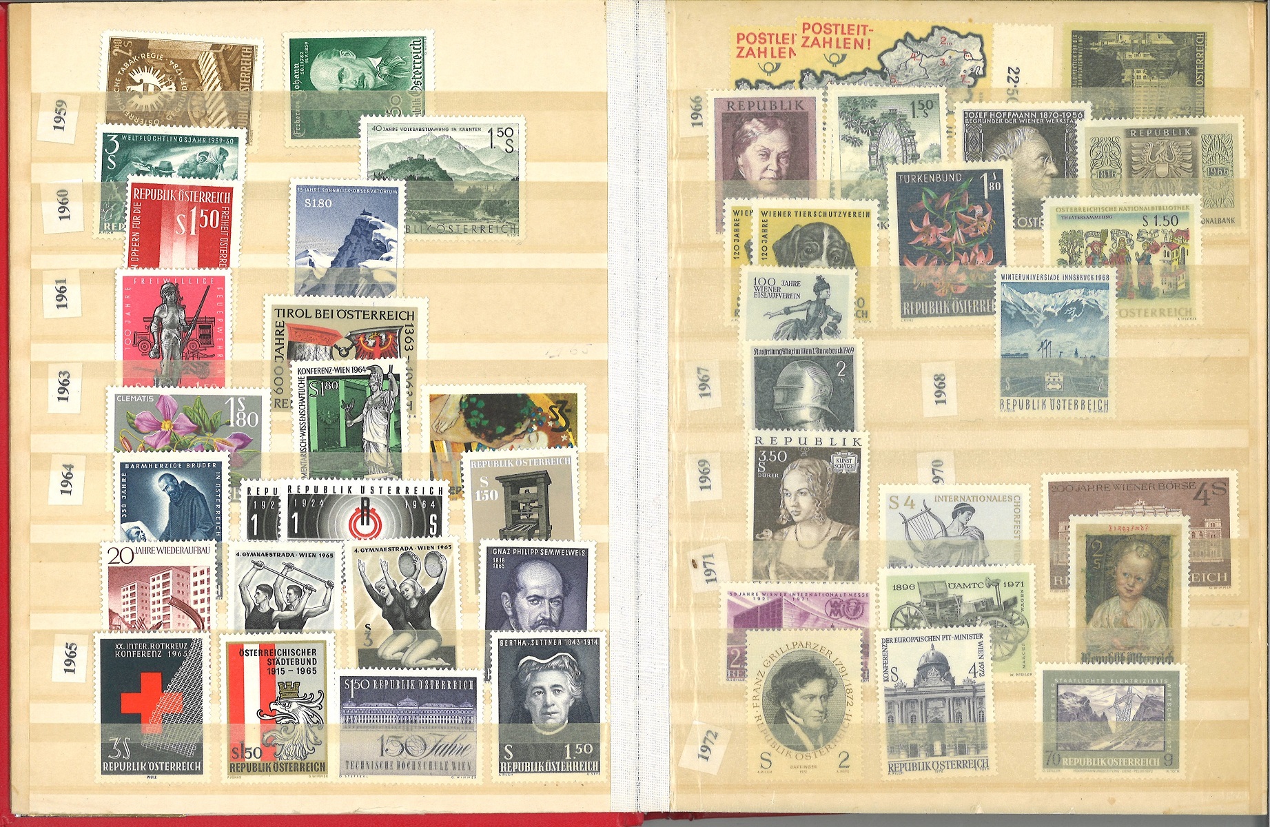 Austria stamp collection in red stock book. 250+ stamps. Mostly unmounted mint. 1953/1991. High - Image 2 of 5