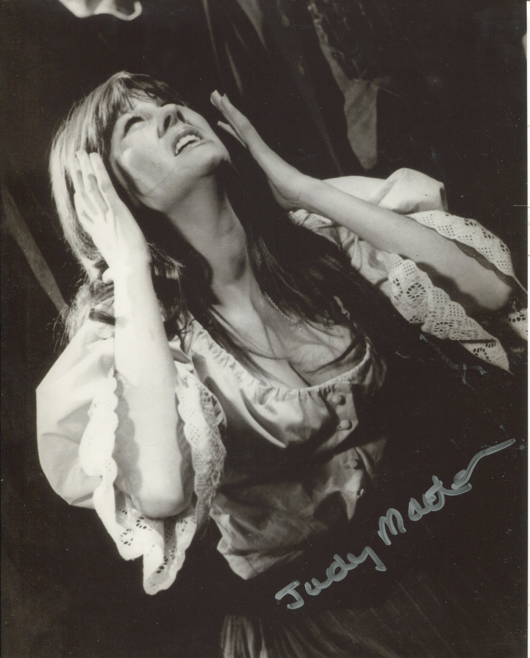 TWINS OF EVIL horror movie 8x10 photo signed by hammer horror movie scream queen, actress Judy