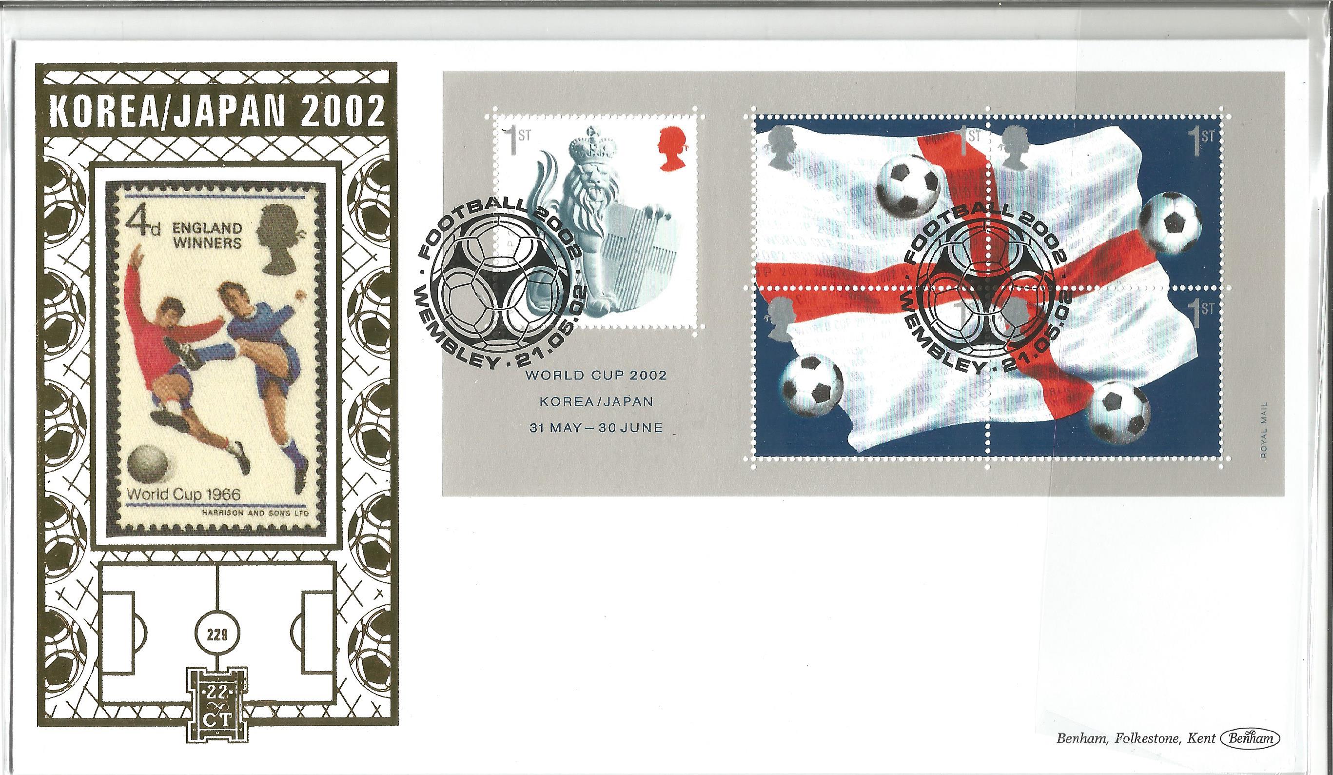 Korea/Japan 2002 England Winners World Cup 1966 Benham Gold Cover double PM Wembley 21.05.02 limited