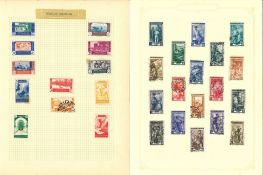 Stamp collection. 80+ stamps on loose album pages. Includes stamps from Netherlands, Vatican,