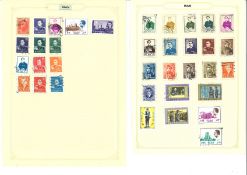 World stamp collection on 24 loose album pages. Includes stamps from Iran/Persia, Israel, Ajman