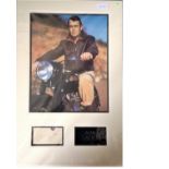 Alan Ladd genuine authentic signed autograph display with photo. A 16" x 12" photograph double 3D