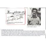 Air Marshall Sir Geoffrey Tuttle DFC signed 3 x 3 picture of his WW2 Battle plane, clipped from