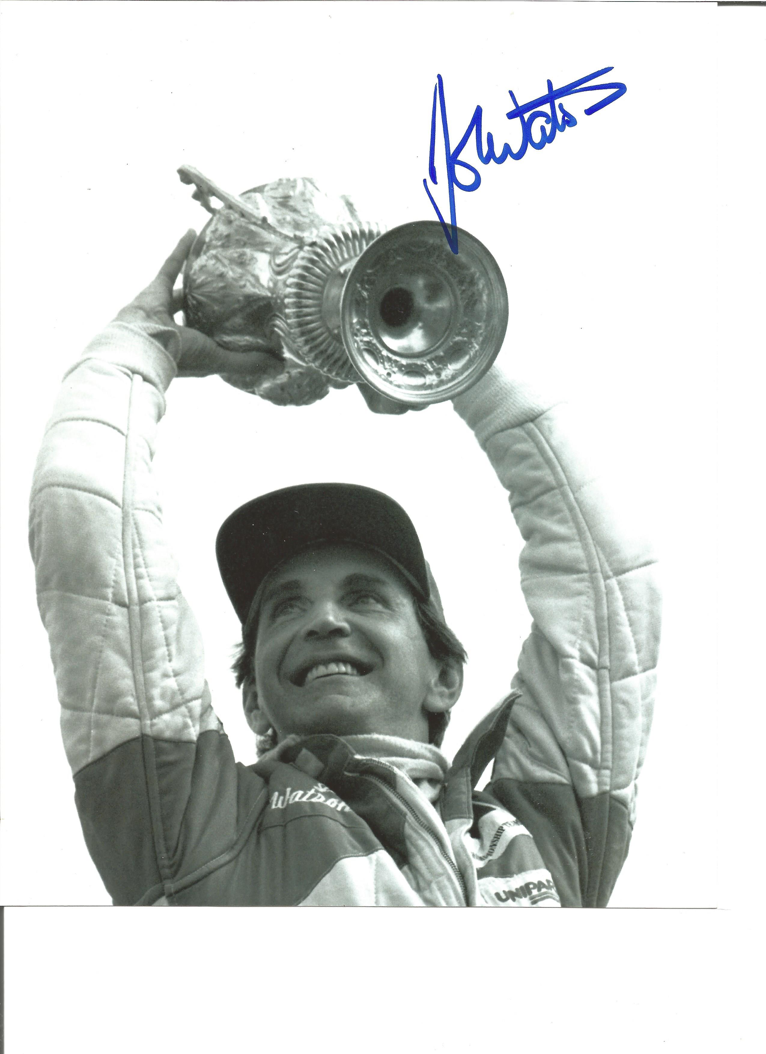 Motor Racing John Watson 10x8 Signed B/W Photo. Good Condition. All autographed items are genuine