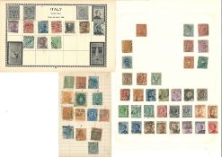 Italian stamp collection on 24 loose album pages. A lot of early material. Good Condition. We