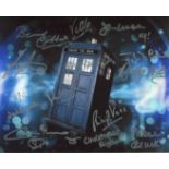 DOCTOR WHO 8x10 Tardis photo multi signed by FOURTEEN actors who have appeared in the series