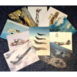Aviation postcard collection includes 10 squadron print cards such as Spitfire L, F, 16E-604,