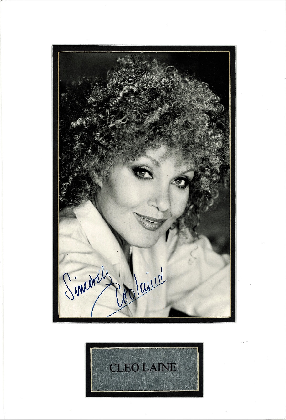 Cleo Laine 14x10 mounted signed b/w photo. Dame Cleo Laine DBE born 28 October 1927 is an English