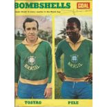 Football Brazilian Bombshells signed goal magazine pull out signed by seven of 1970legendary