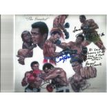 Boxing Muhammad Ali print "The Greatest " signed by six legends of the fight game Joe Frazier,