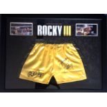 Boxing Sylvester Stallone Rocky III 26x34 framed and mounted Rocky Boxing Shorts superb display