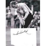 Golf Tom Weiskopf signed 6x4 white card and 10x8 black and white photo. Thomas Daniel Weiskopf is an