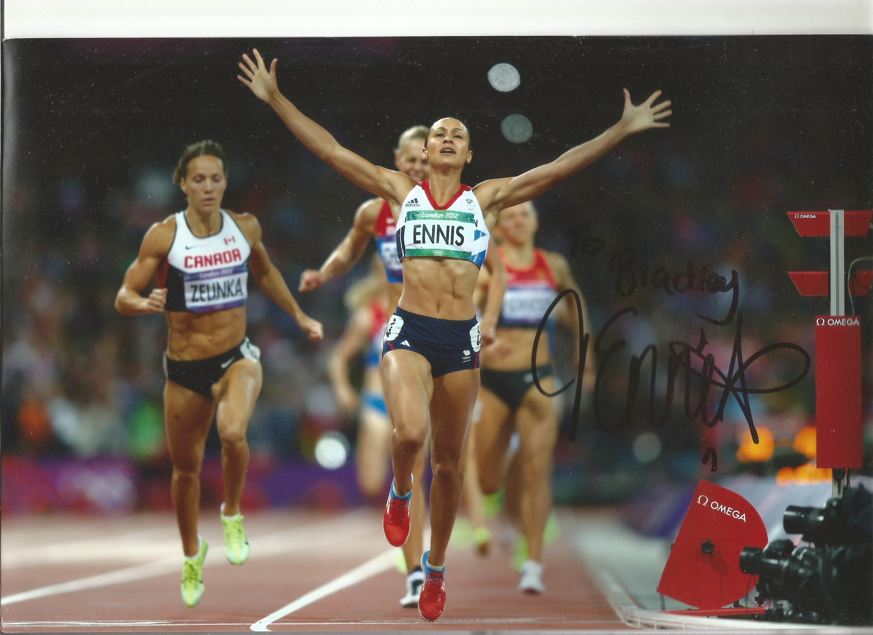 Athletics Jessica Ennis Hill signed 12x8 colour photo pictured in action at the London 2012