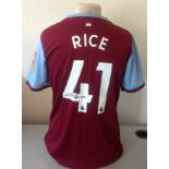 Football Declan Rice signed West Ham United signed home shirt. Declan Rice (born 14 January 1999) is